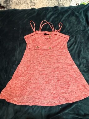 Women’s Coral Heather Sleeveless Strappy Tank with Button Detail (XXL)